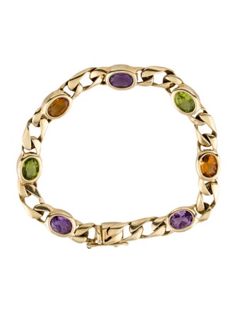 Bracelet 14K Peridot, Amethyst, & Citrine Link Bracelet
