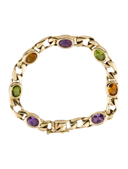 Bracelet 14K Peridot, Amethyst, & Citrine Link Bracelet