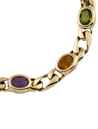 Bracelet 14K Peridot, Amethyst, & Citrine Link Bracelet