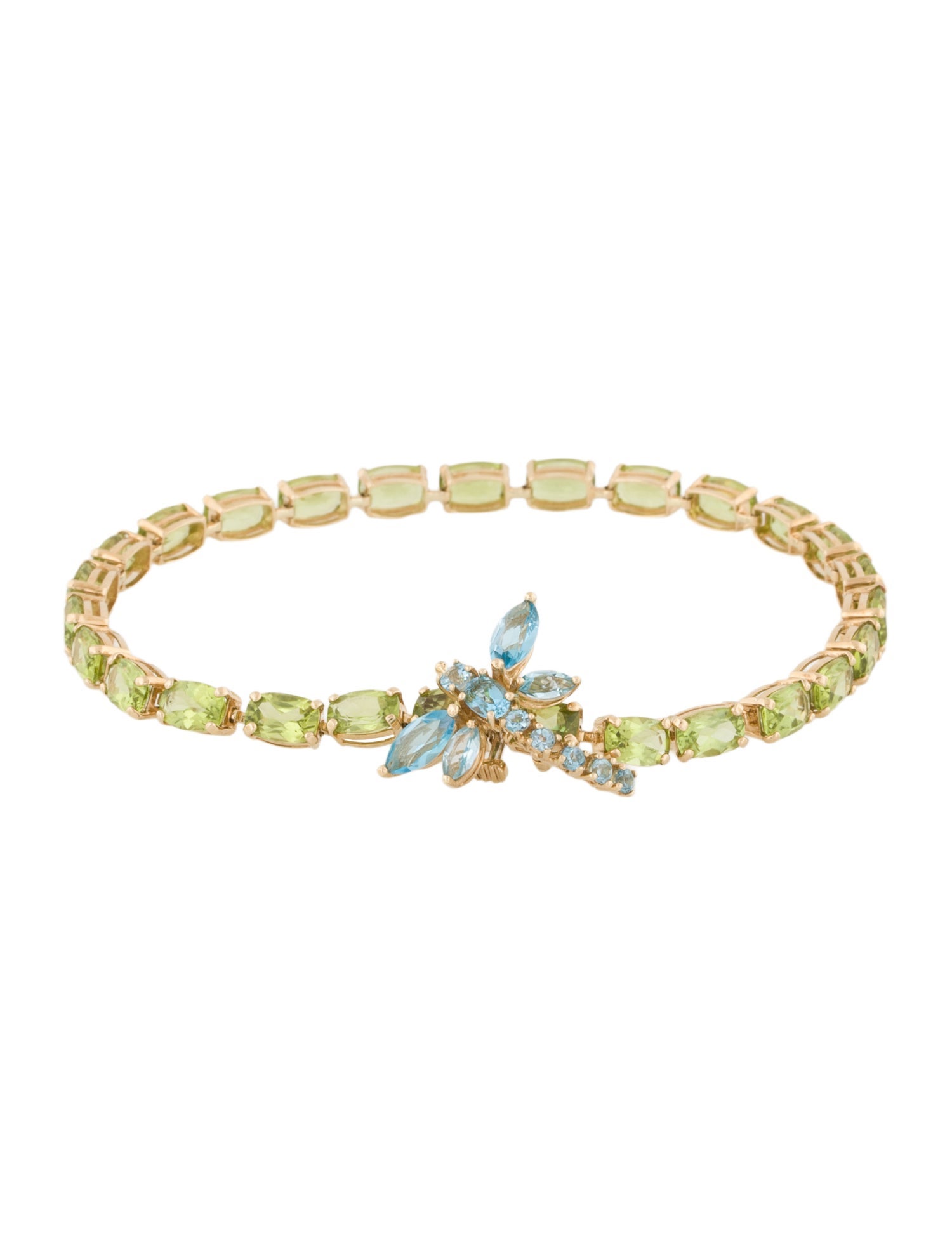 Bracelet 14K Peridot & Topaz Dragonfly Link