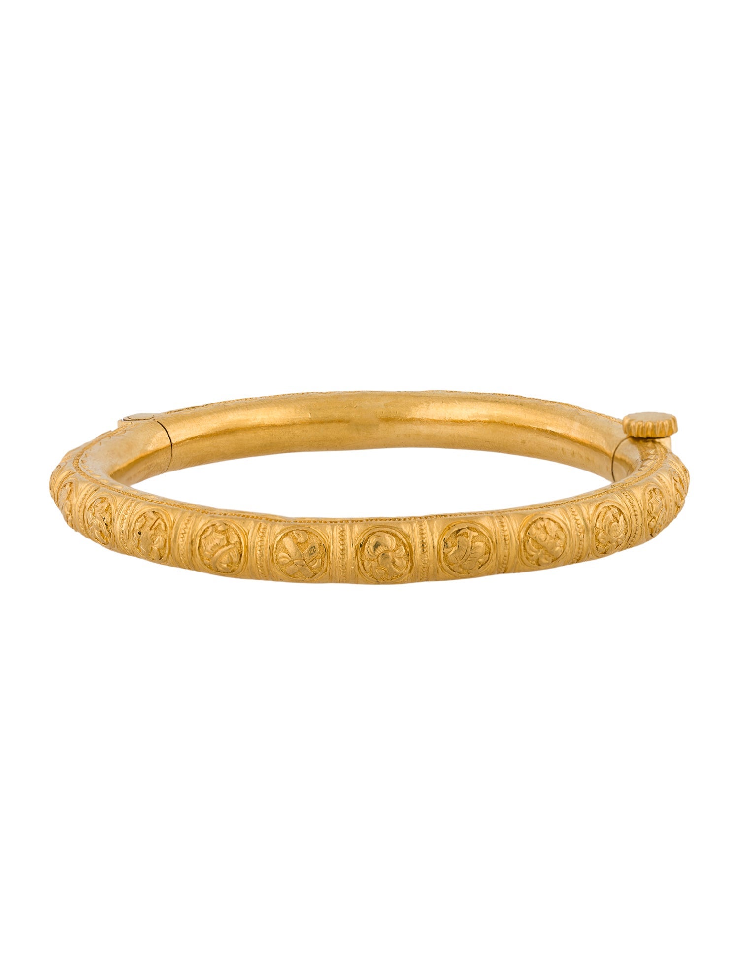 Bracelet 24k Engraved Hinged Bangle