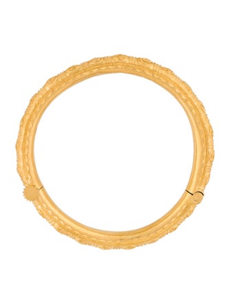 Bracelet 24k Engraved Hinged Bangle Bracelet