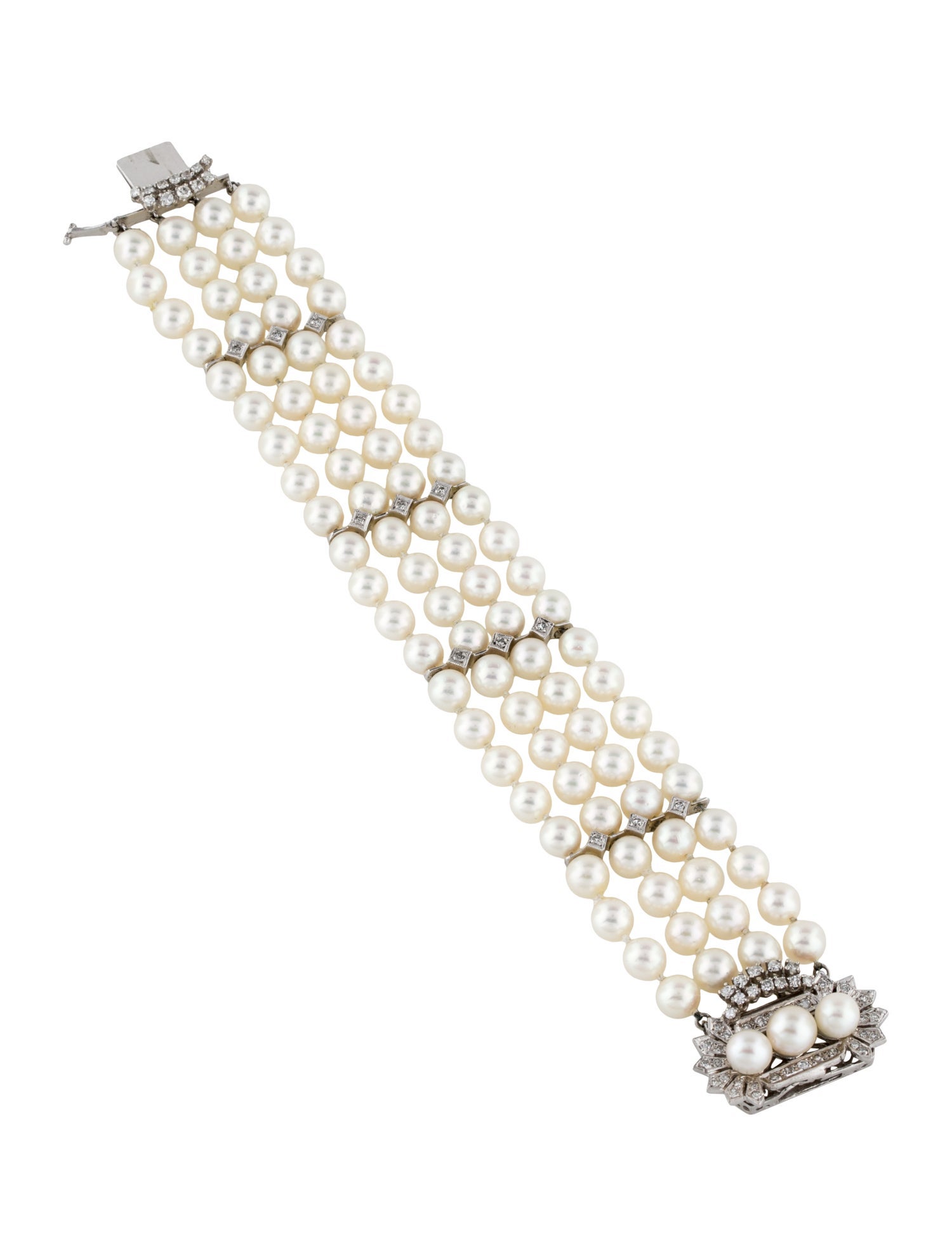Bracelet 14K Pearl & Diamond Multistrand