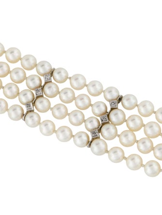 Bracelet 14K Pearl & Diamond Multistrand Bracelet