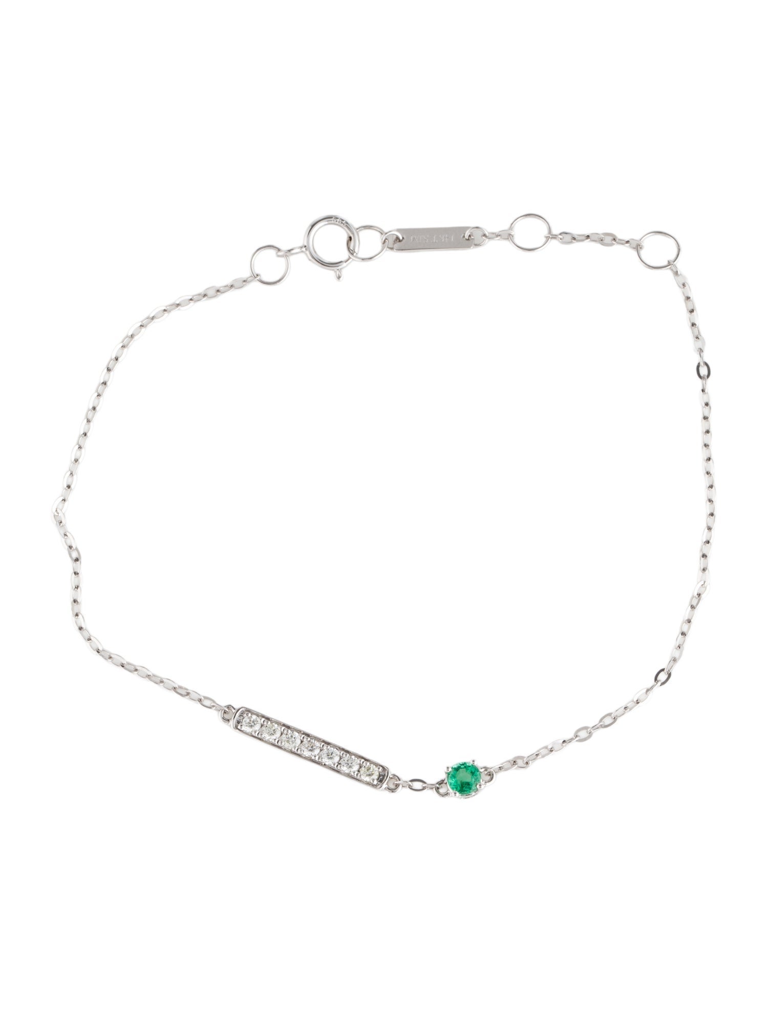 Bracelet 14K Emerald & Diamond Link Bracelet