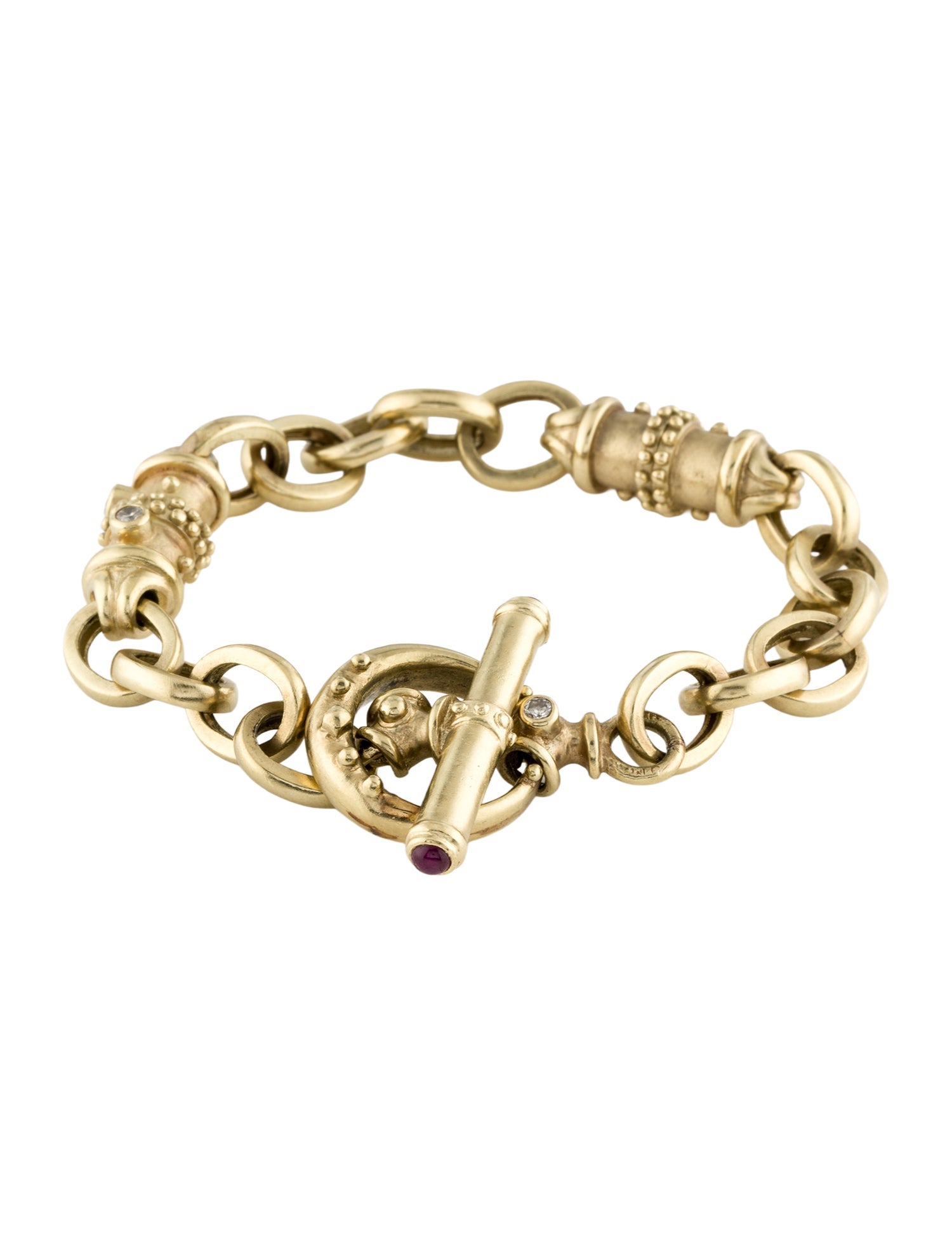 Bracelet 14K Diamond & Ruby Link Bracelet