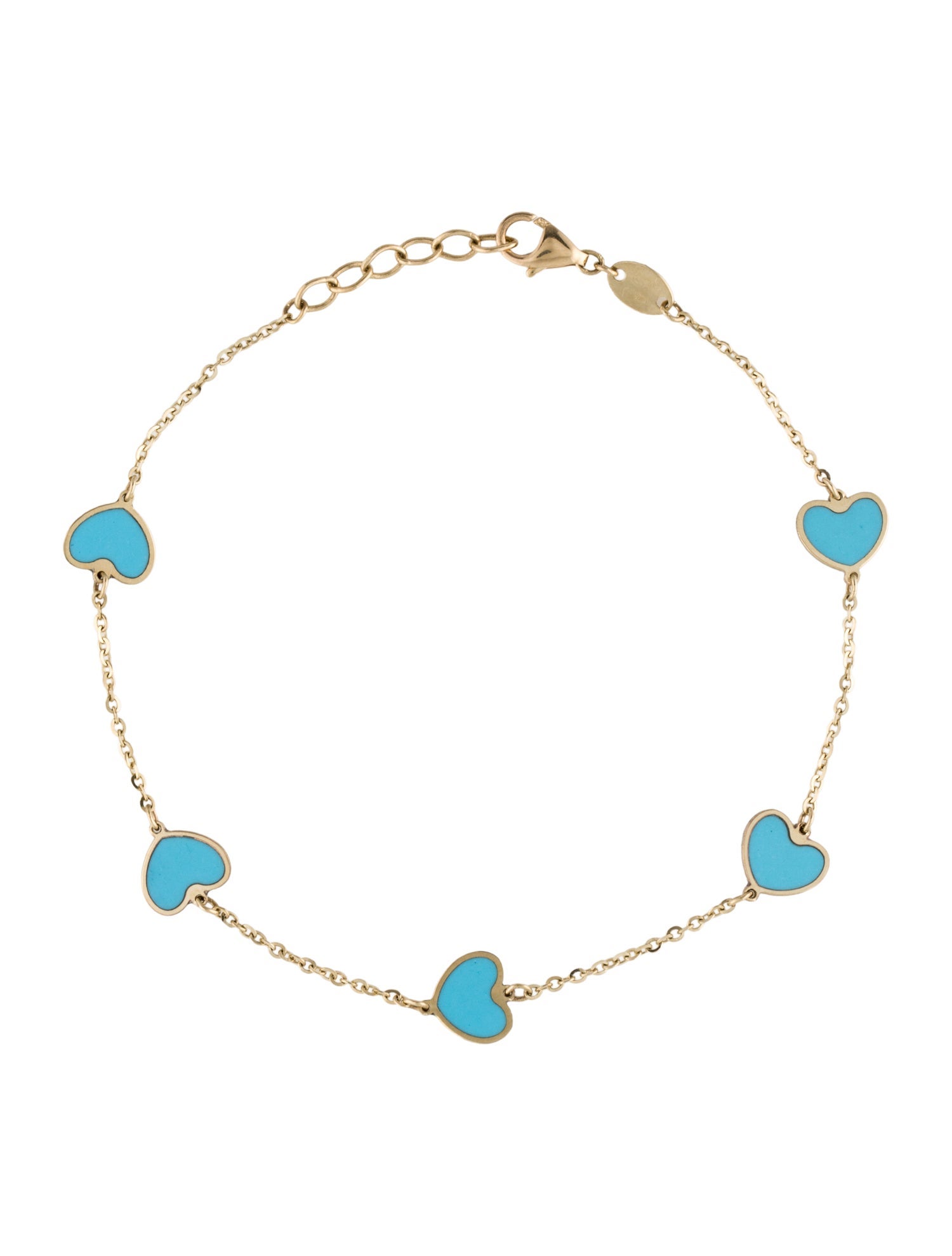 Bracelet 14K Composite Turquoise Heart Link
