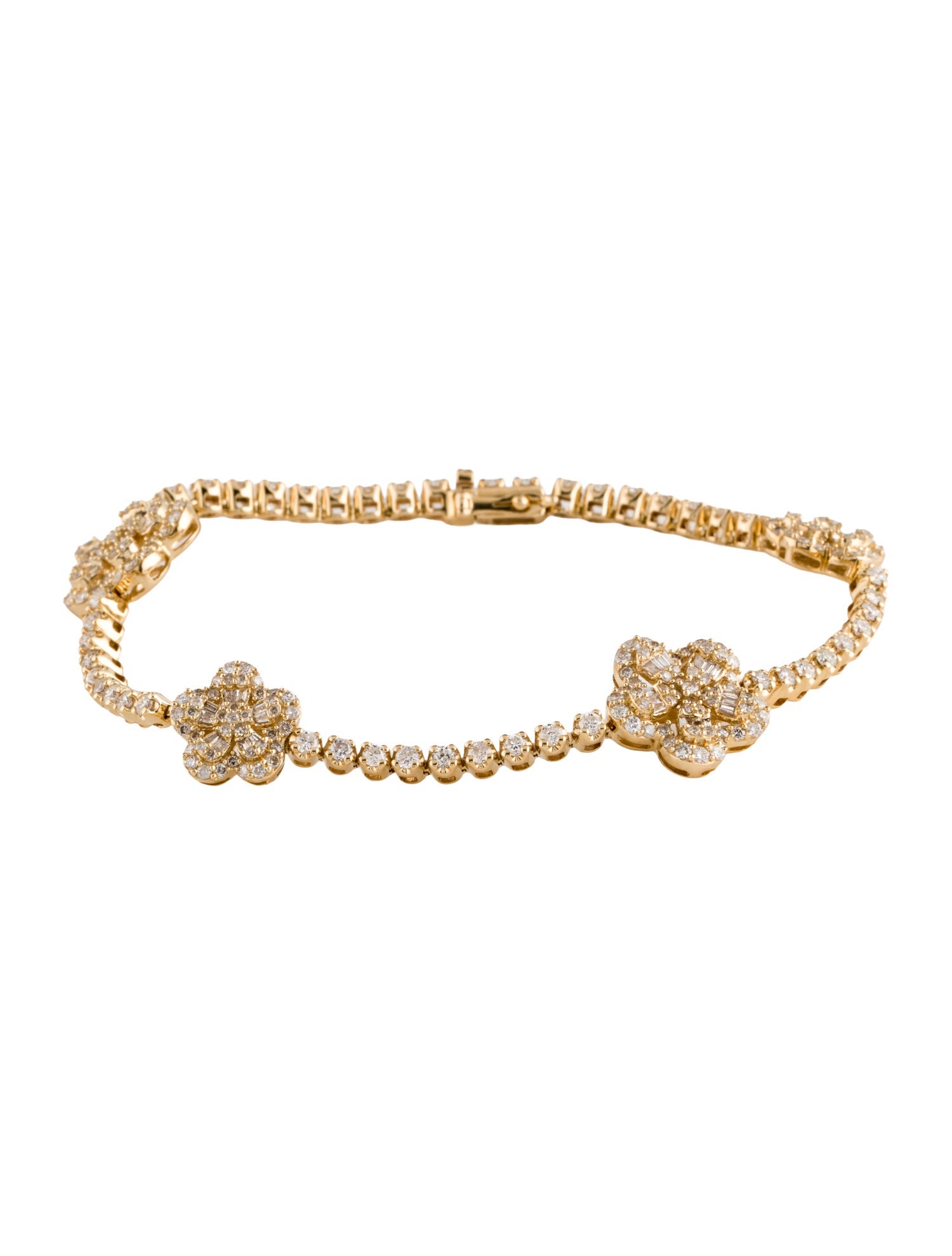 Bracelet 14K 2.52ctw Diamond Floral Link Bracelet