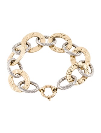 Bracelet 14K Textured Oval Link Bracelet