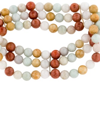 Bracelet 14K Dyed Jadeite & Jadeite Multi Strand Bead Bracelet