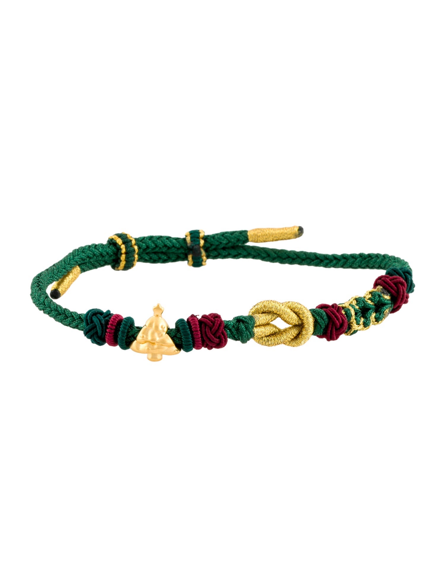 Bracelet 24K Christmas Tree Charm Adjustable Cord Wrap