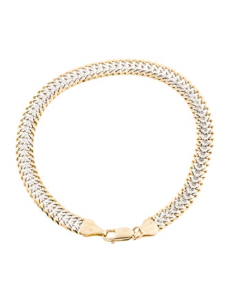 Bracelet 14K Tow-Tone Flat Cuban Link Bracelet