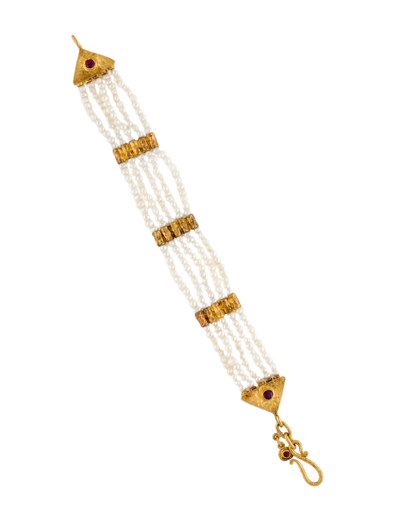 Bracelet 24K Pearl & Ruby Multistrand Bead