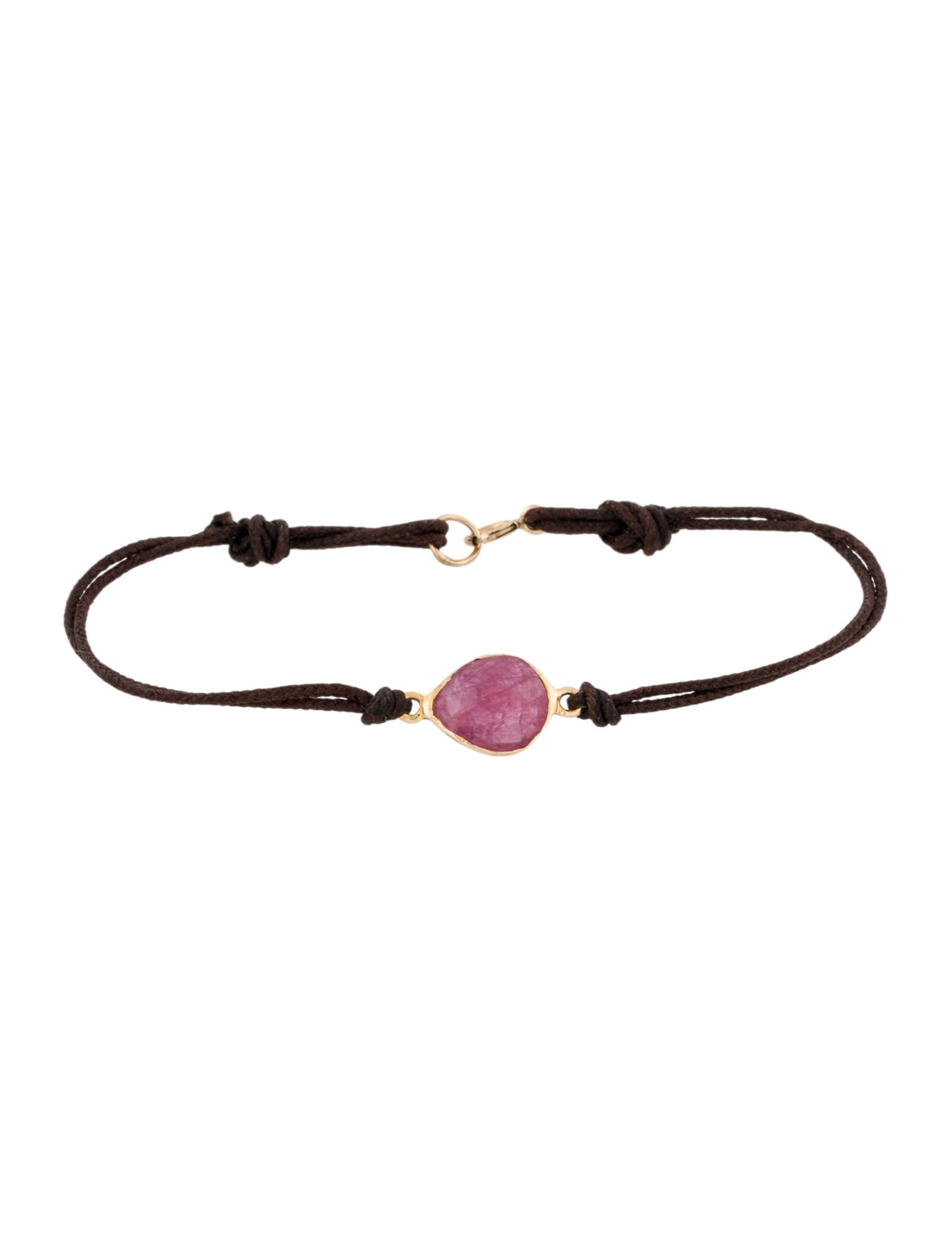 Bracelet 10K Cord & Ruby Charm
