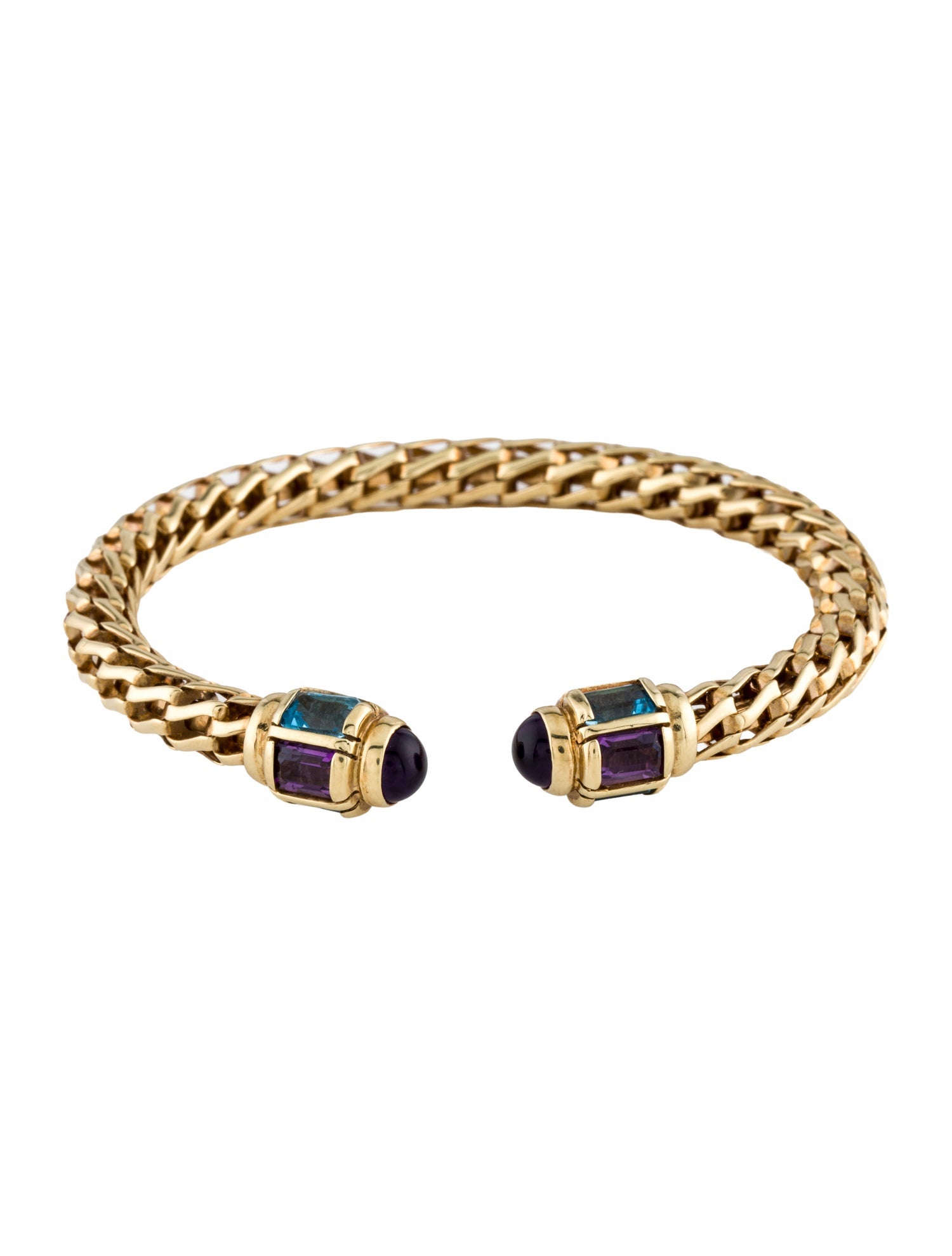 Bracelet 14K Amethyst & Topaz Cuff