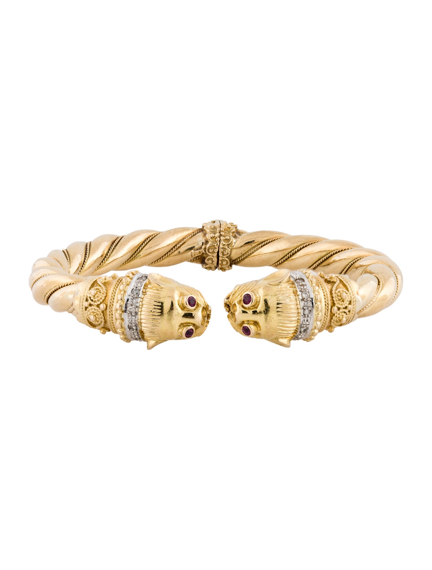 Bracelet 18K Ruby & Diamond Hinged Cuff