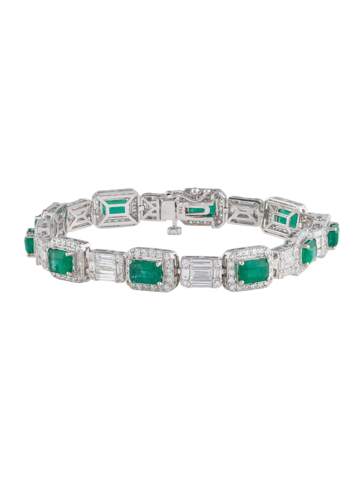 Bracelet 18K 6.47ctw Emerald & Diamond Link