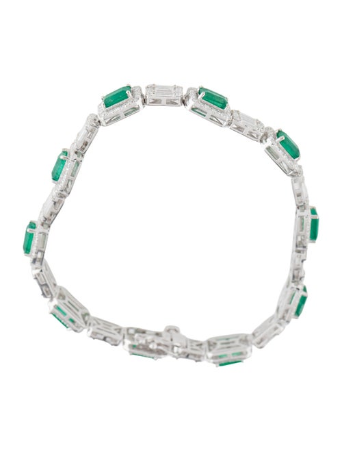 Bracelet 18K 6.47ctw Emerald & Diamond Link Bracelet