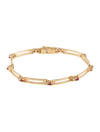Bracelet 14K Ruby & Diamond Link Bracelet