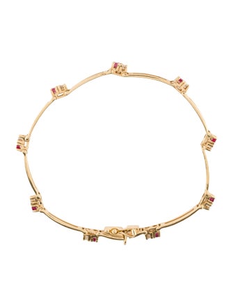 Bracelet 14K Ruby & Diamond Link Bracelet