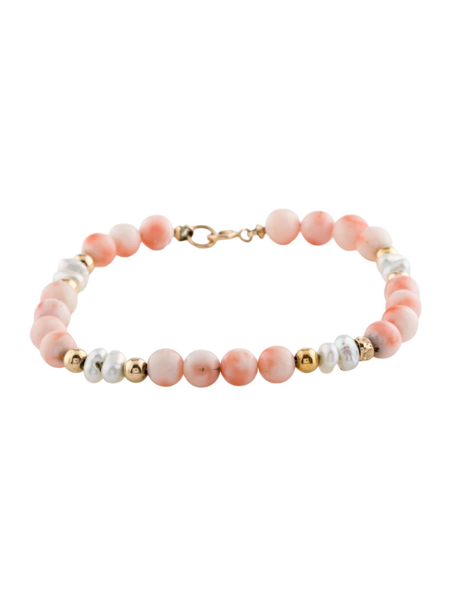 Bracelet 14K Pearl & Coral Bead Bracelet