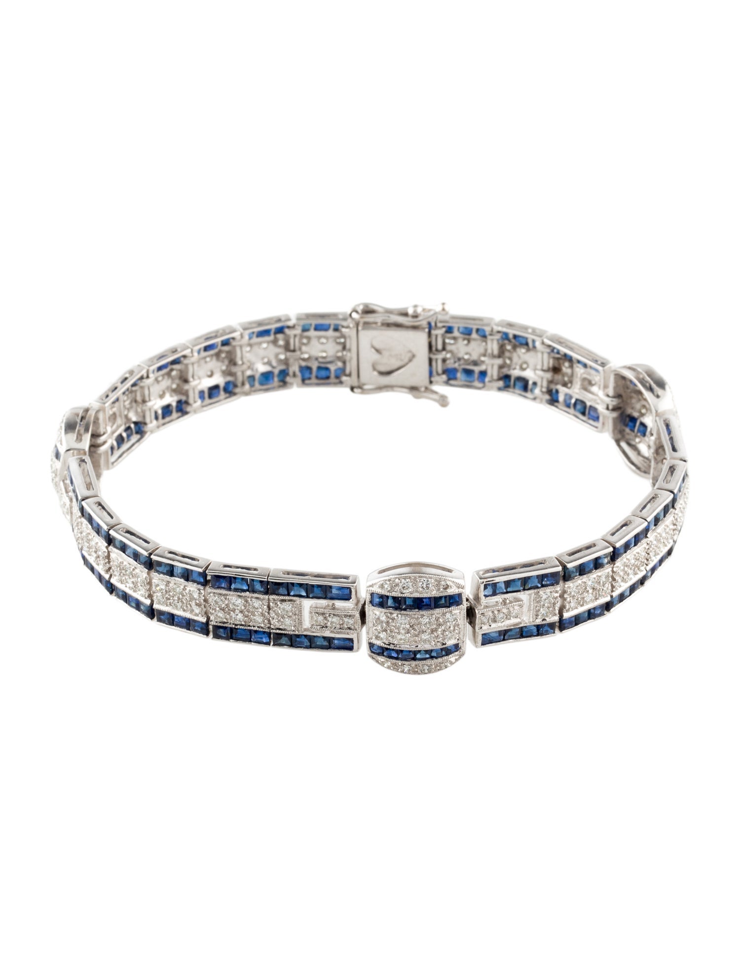 Bracelet 18K 5.43ctw Sapphire & Diamond Link Bracelet