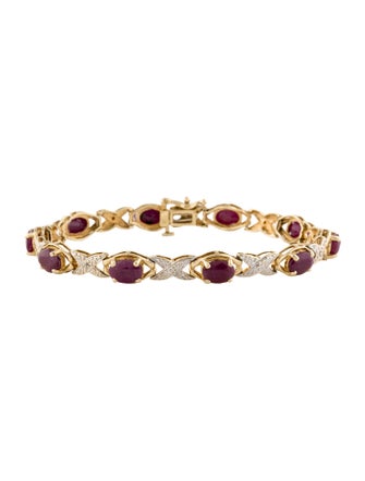 Bracelet 14K 9.24ctw Ruby & Diamond Link Bracelet