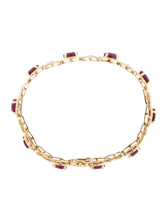 Bracelet 14K 9.24ctw Ruby & Diamond Link Bracelet