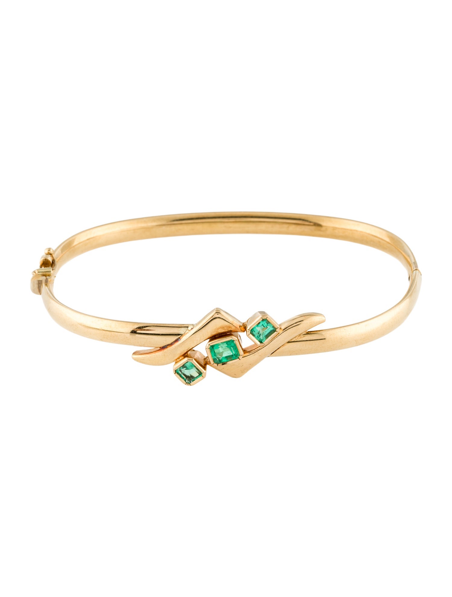 Bracelet 18K Emerald Hinged Bangle