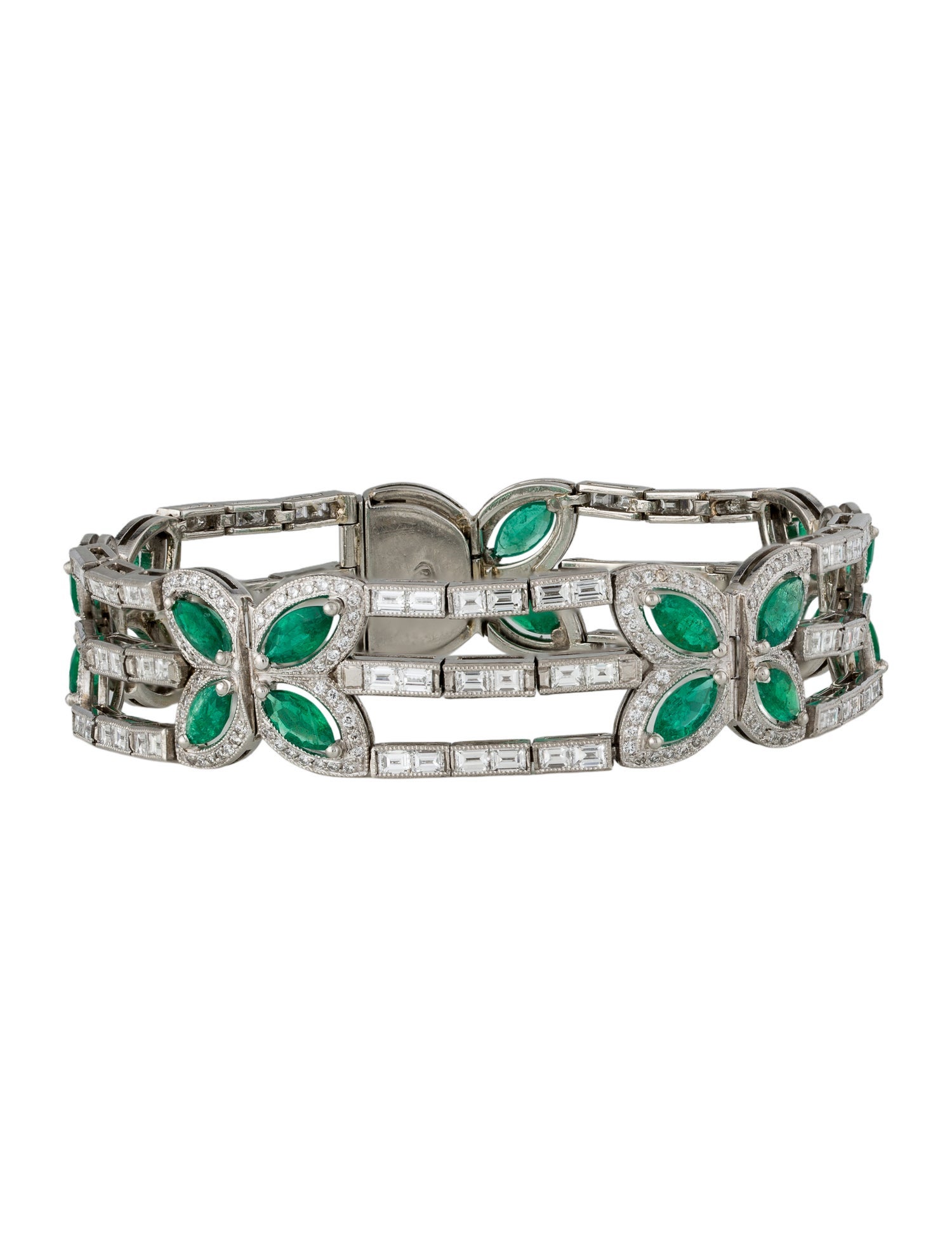 Bracelet Platinum Emerald & Diamond Link