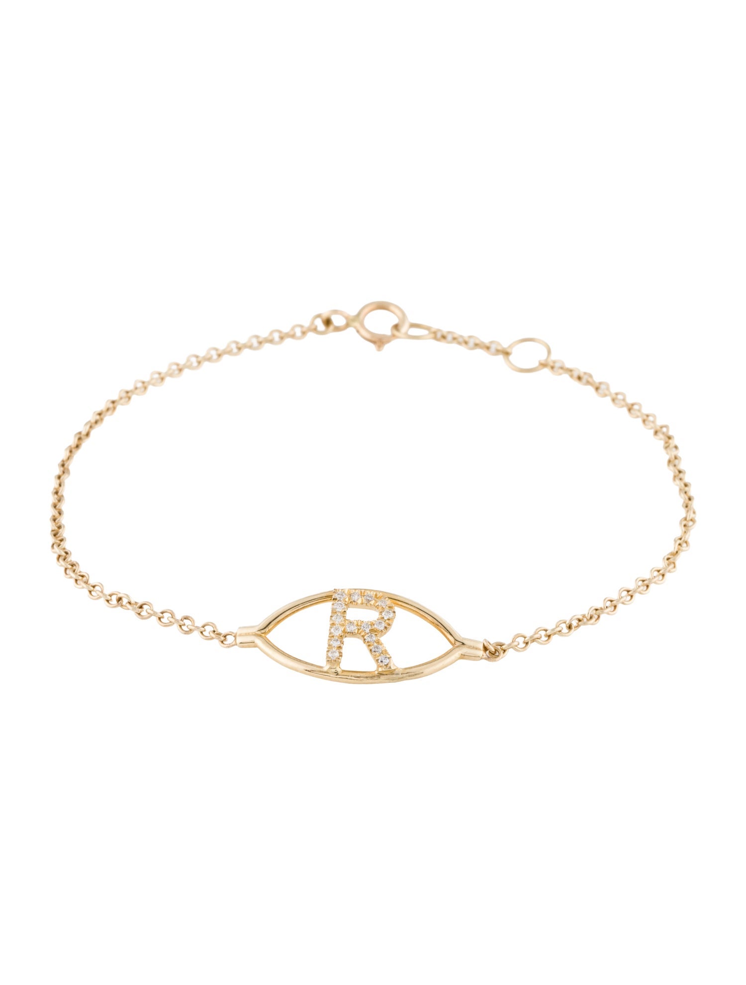 Bracelet 14K Diamond Letter "R" Link