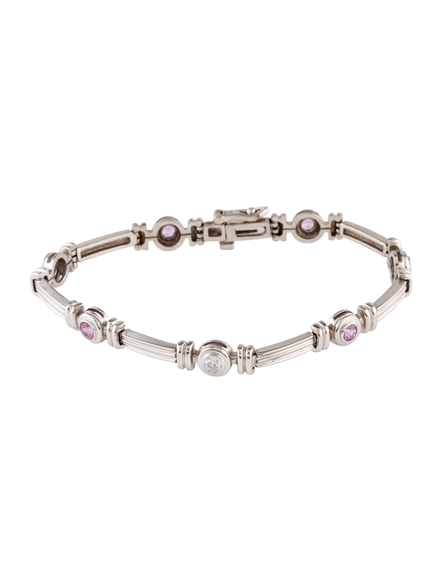 Bracelet 14K Pink Sapphire & Diamond Link