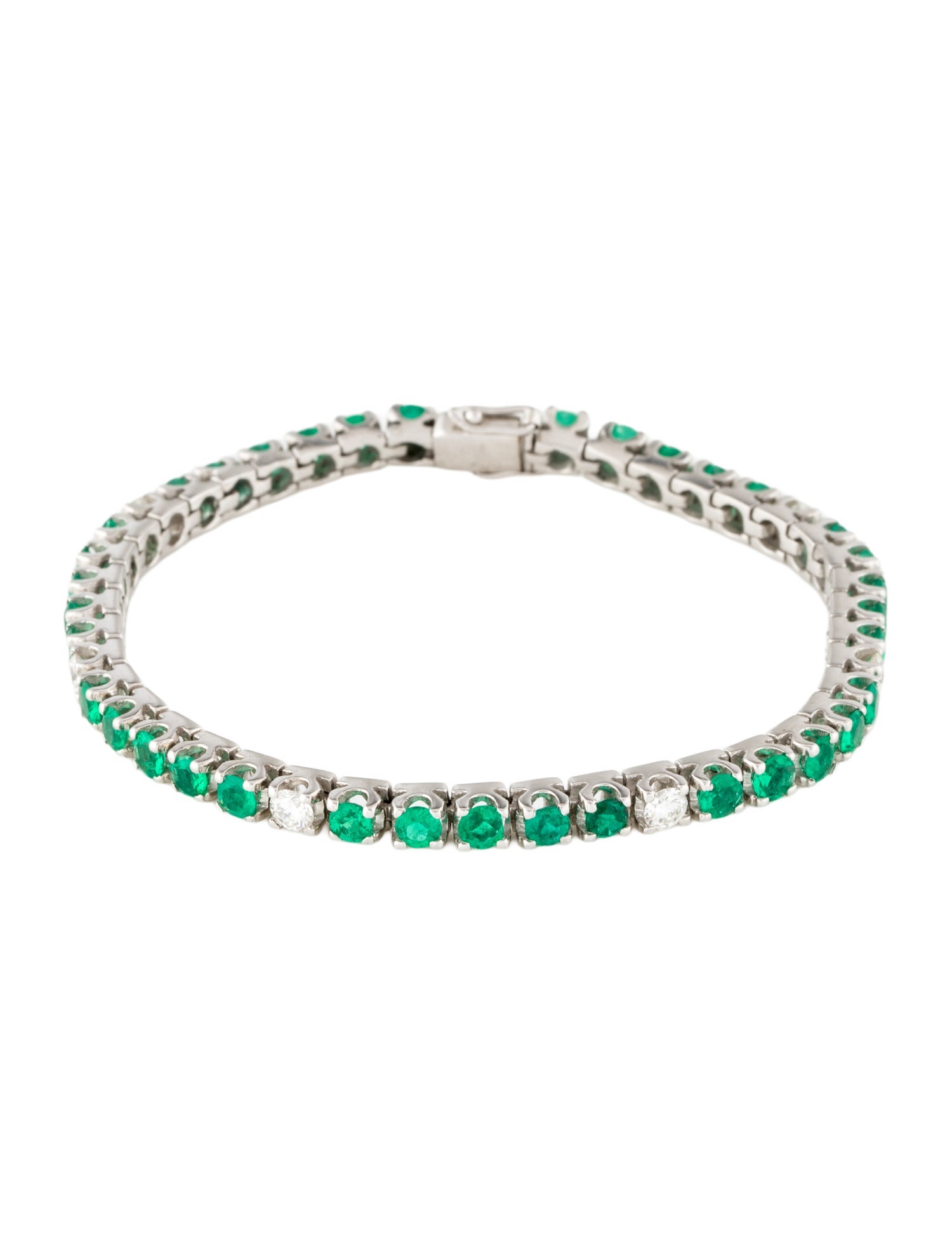 Bracelet 18K 3.63ctw Emerald & Diamond Tennis