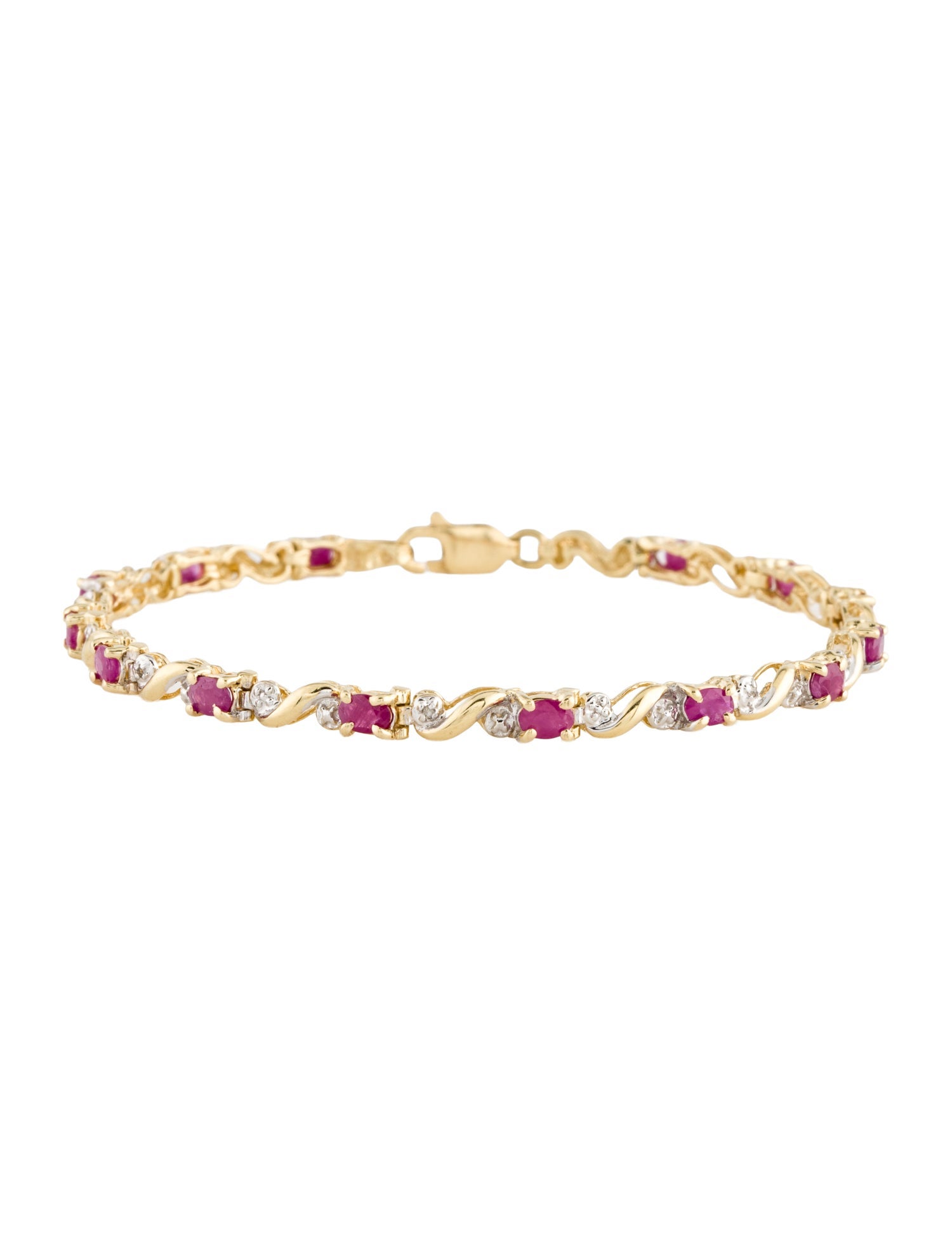 Bracelet 14K 1.68ct Ruby & Diamond Link