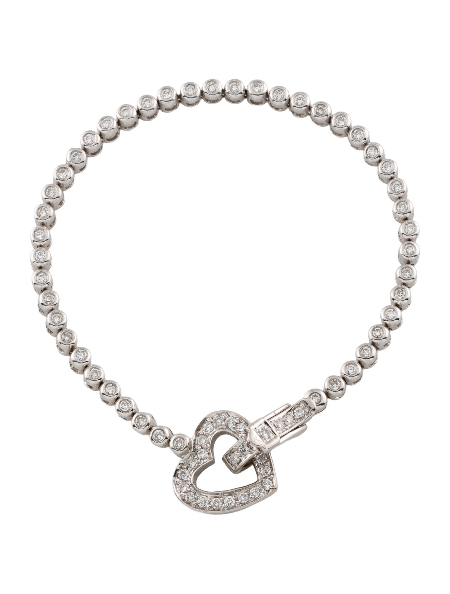 Bracelet 14K Diamond Heart Buckle