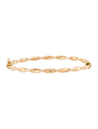 Bracelet 14K Twisted Hollow Hinged Bangle