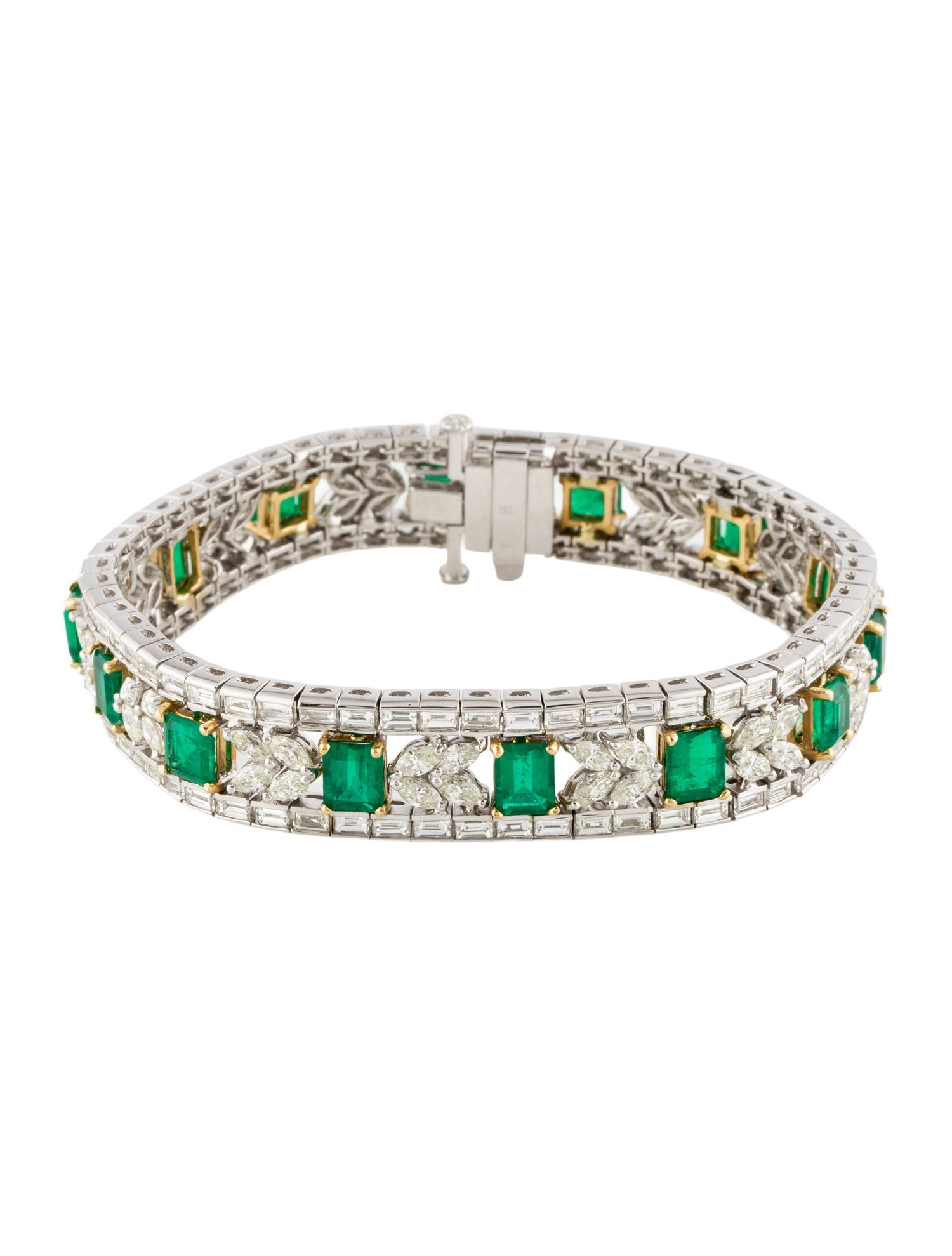 Bracelet 18K 8.86ctw Emerald & Diamond Tennis Link