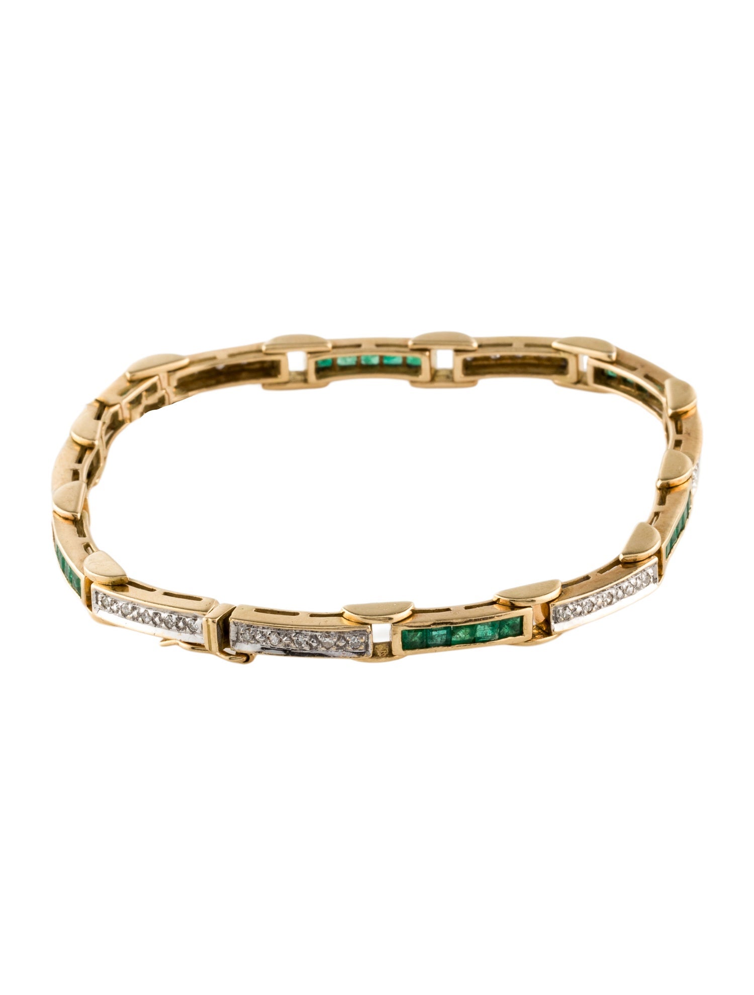 Bracelet 18K Emerald & Diamond Link Bracelet