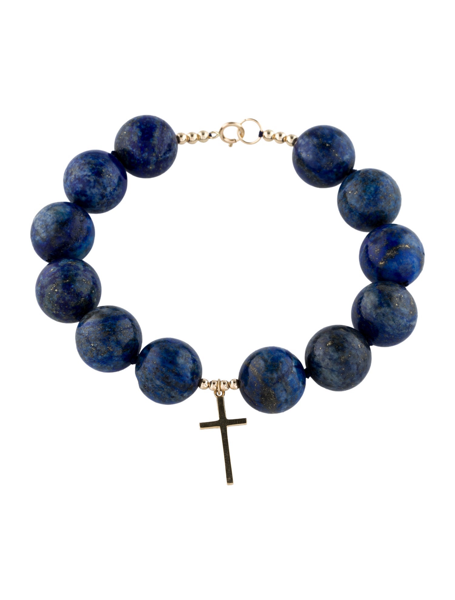 Bracelet 14K Lapis Lazuli Cross Bead Charm