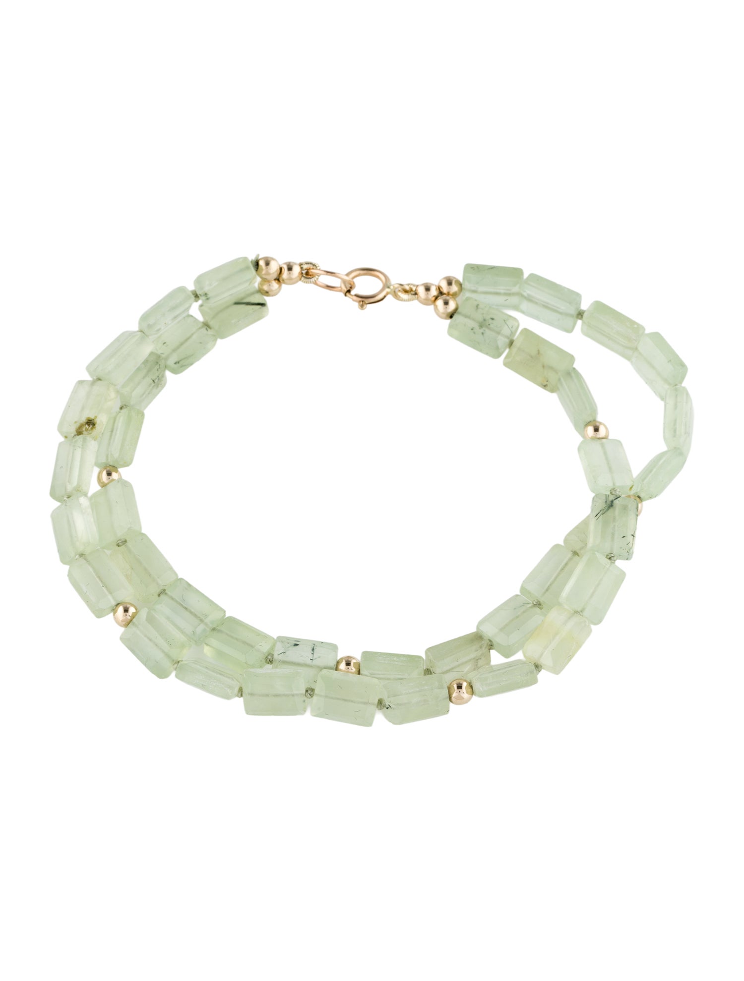Bracelet 14K Prehnite Double Strand Bead