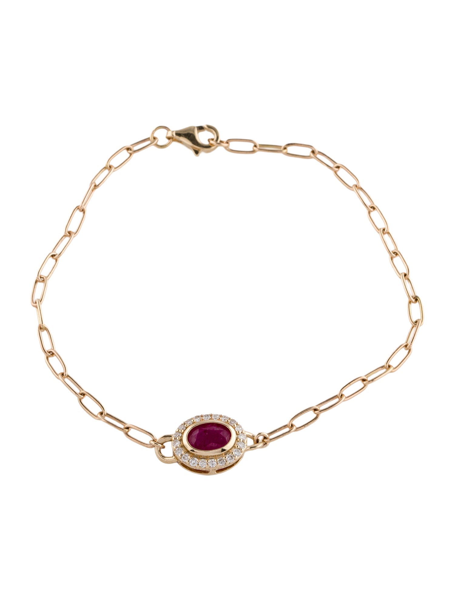Bracelet 14K Ruby & Diamond Link Bracelet