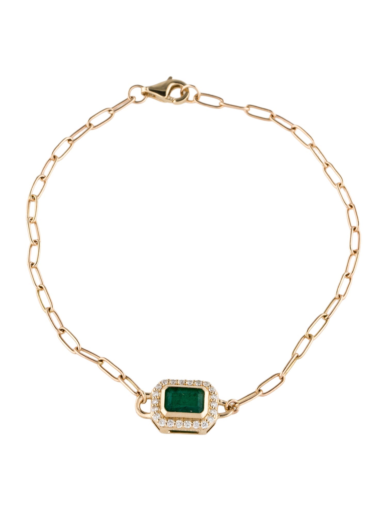 Bracelet 14K Emerald & Diamond Link