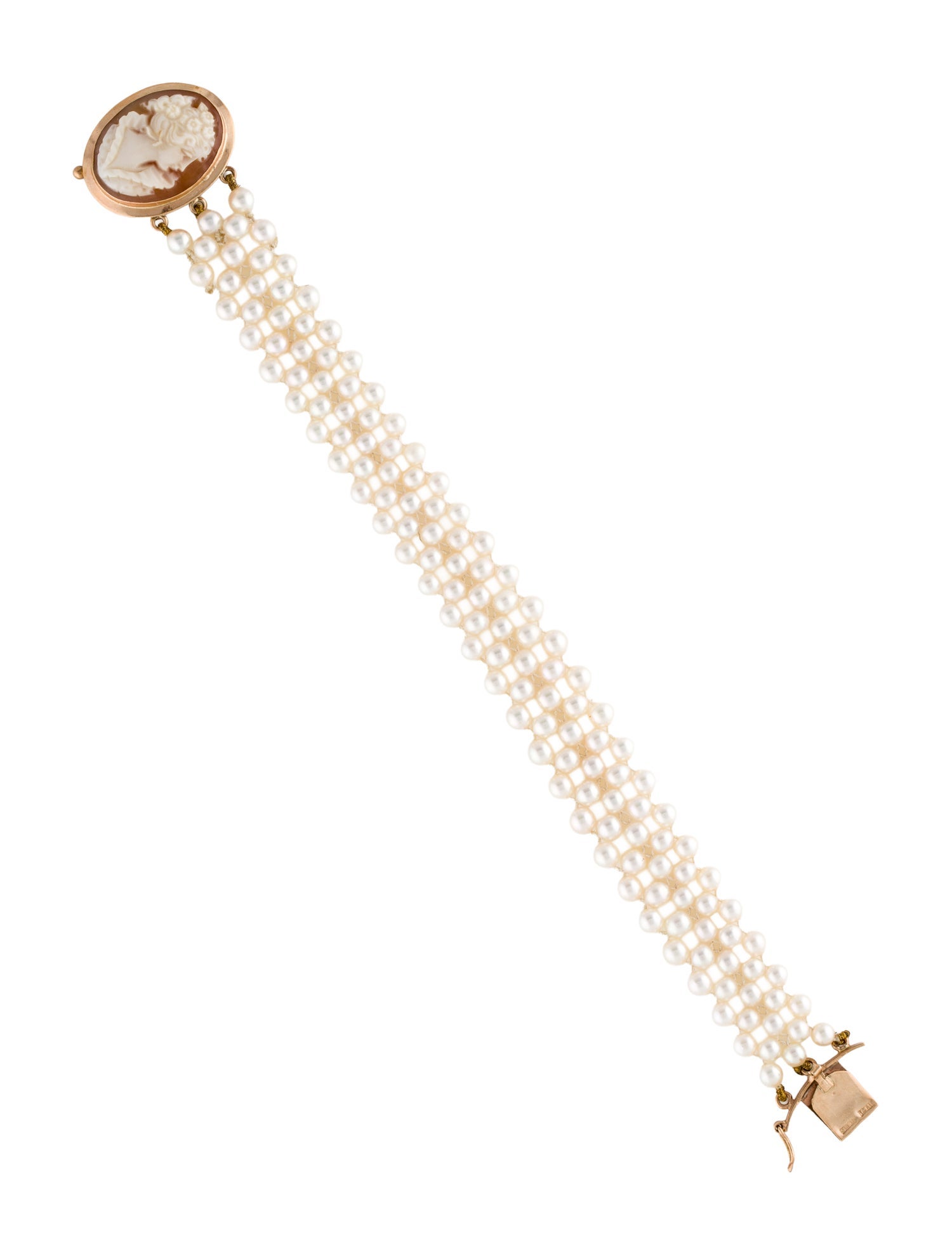 Bracelet 14K Pearl & Shell Cameo Station