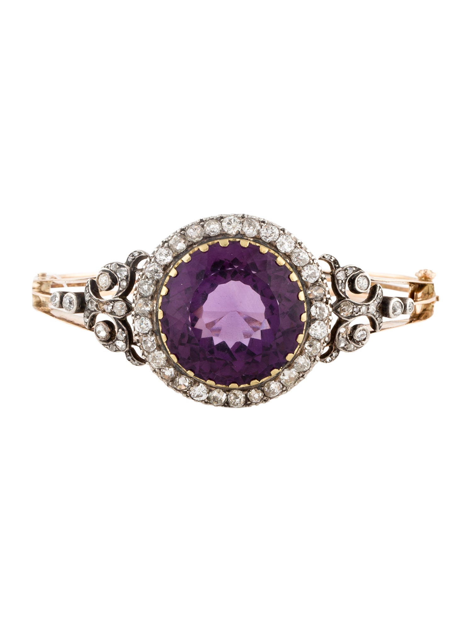 Bracelet Victorian 14K Diamond & Amethyst Watch Conversion Bangle
