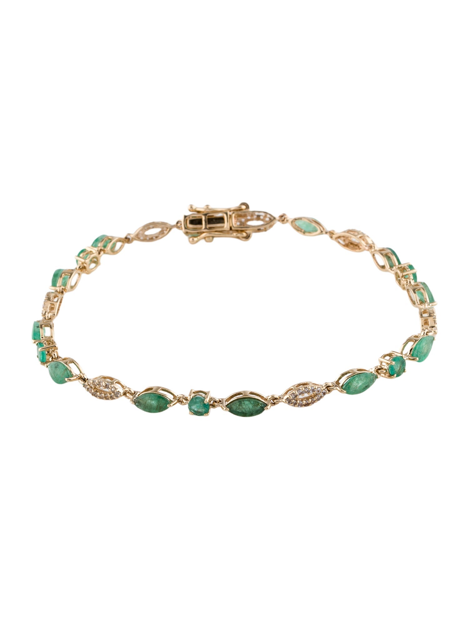 Bracelet 14K 2.96ctw Emerald & Sapphire Link Bracelet