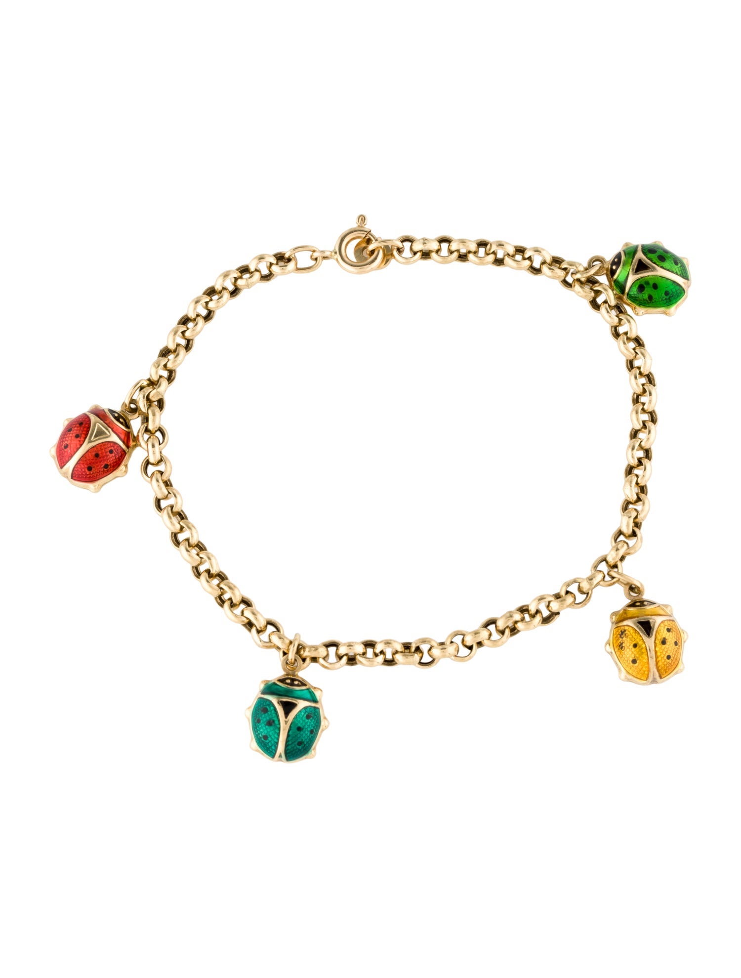 Bracelet 18K Enamel Lady Bug Charm
