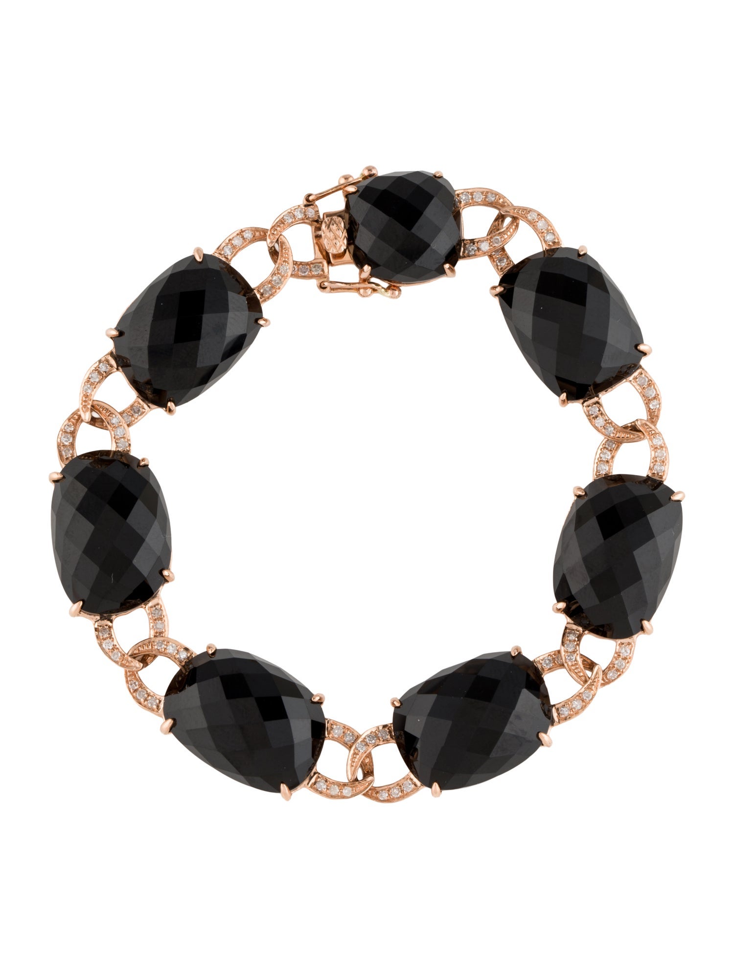 Bracelet 14K Onyx & Diamond Link