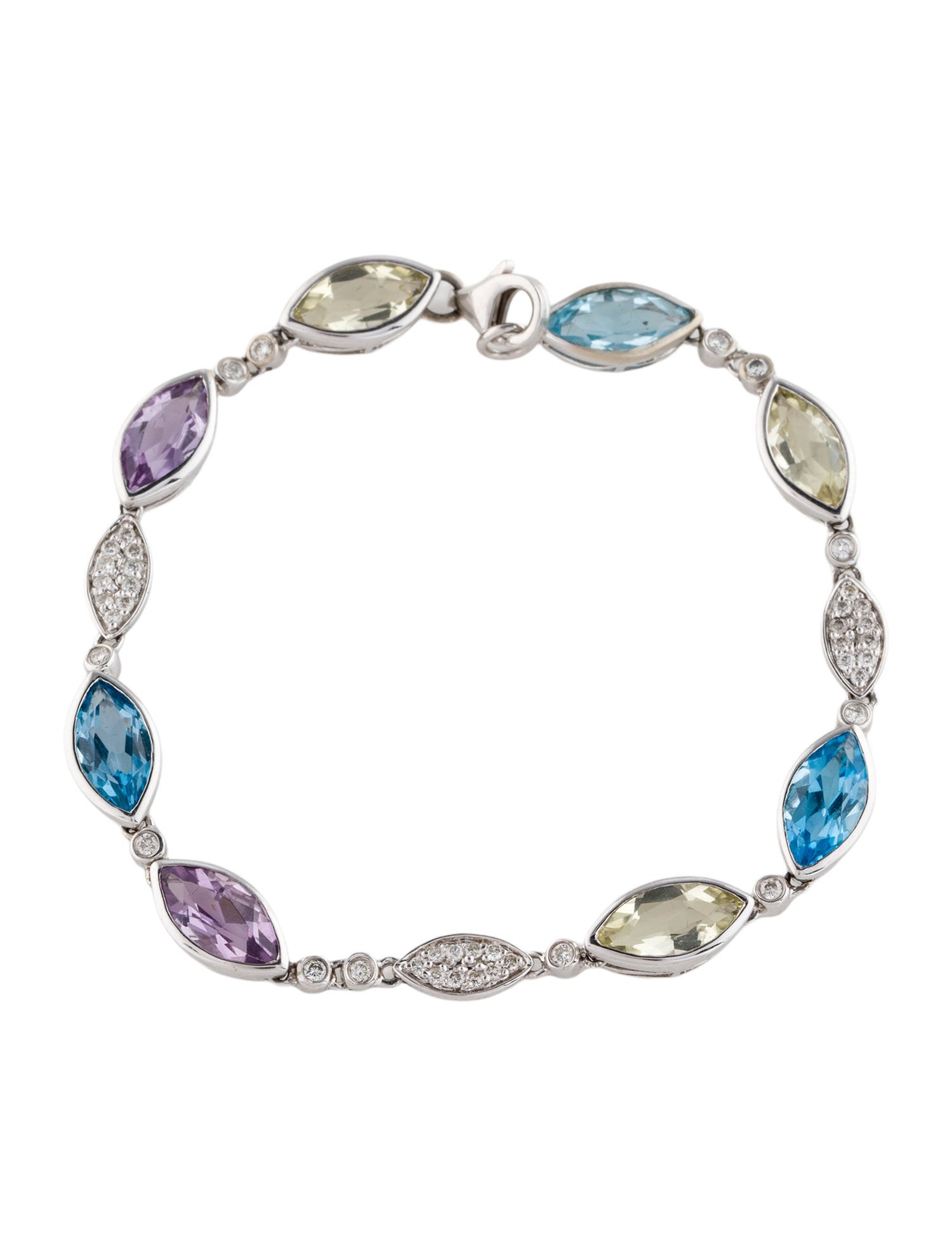 Bracelet 14K Diamond & Multistone Link