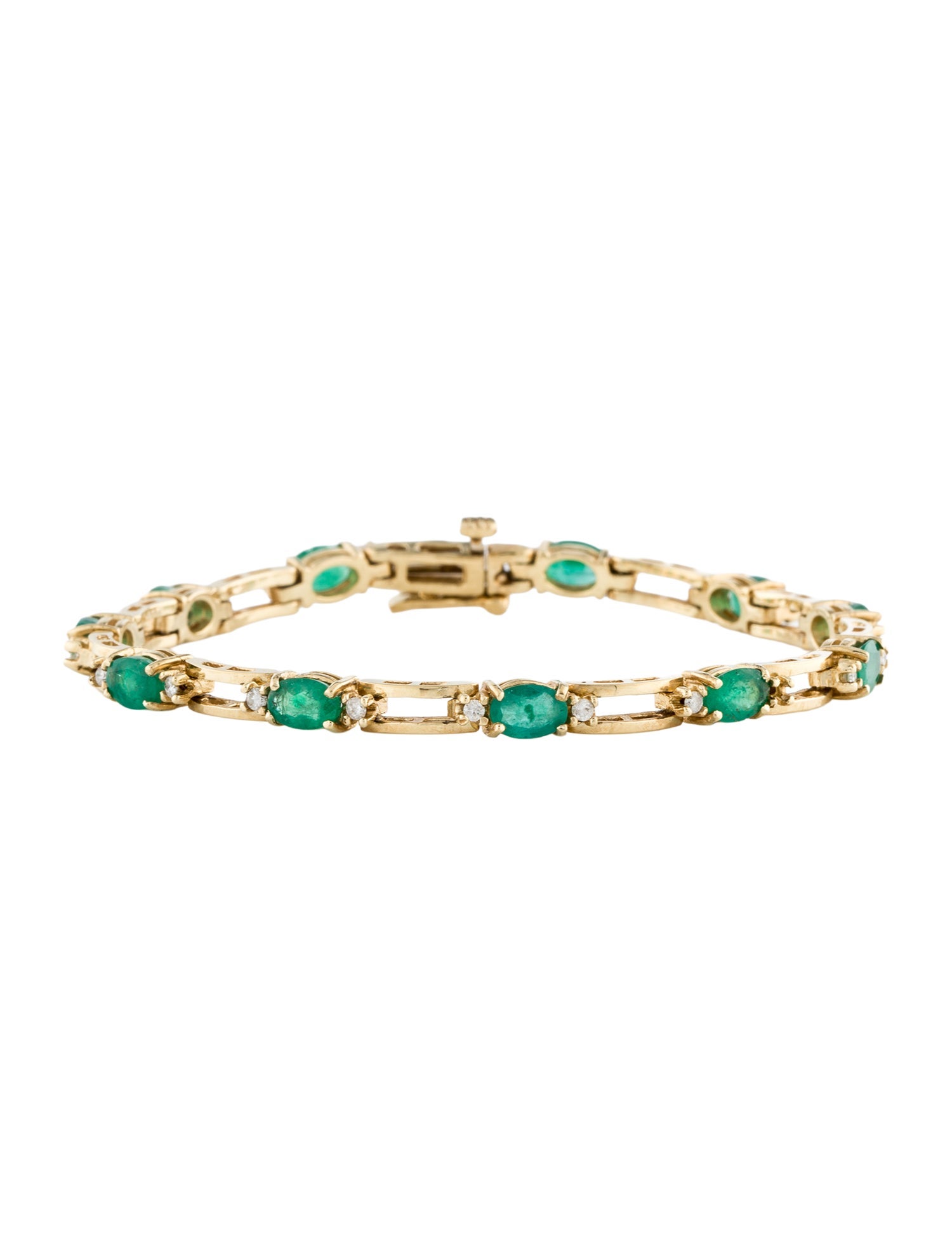 Bracelet 14K 4.18ctw Emerald & Diamond Link Bracelet