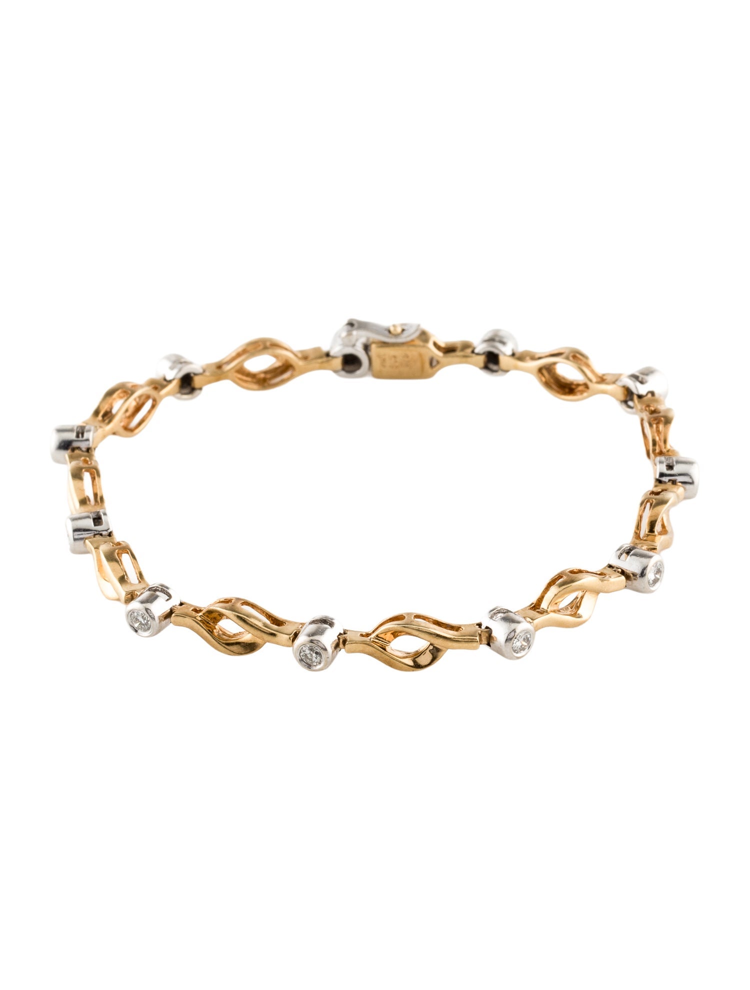 Bracelet 14K Diamond Link Station Bracelet